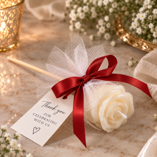 Personalized Wax Rose Candle Favors | Wedding & Special Event Gifts