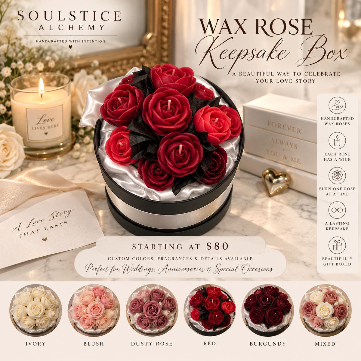 Soulstice Forever Rose Bouquet | Luxury Wax Rose Keepsake