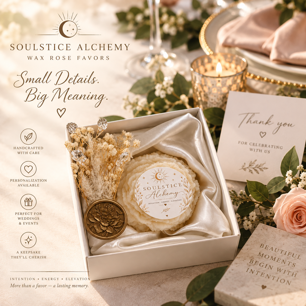 Personalized Wax Rose Candle Gift Box | Wedding & Special Occasion Keepsake