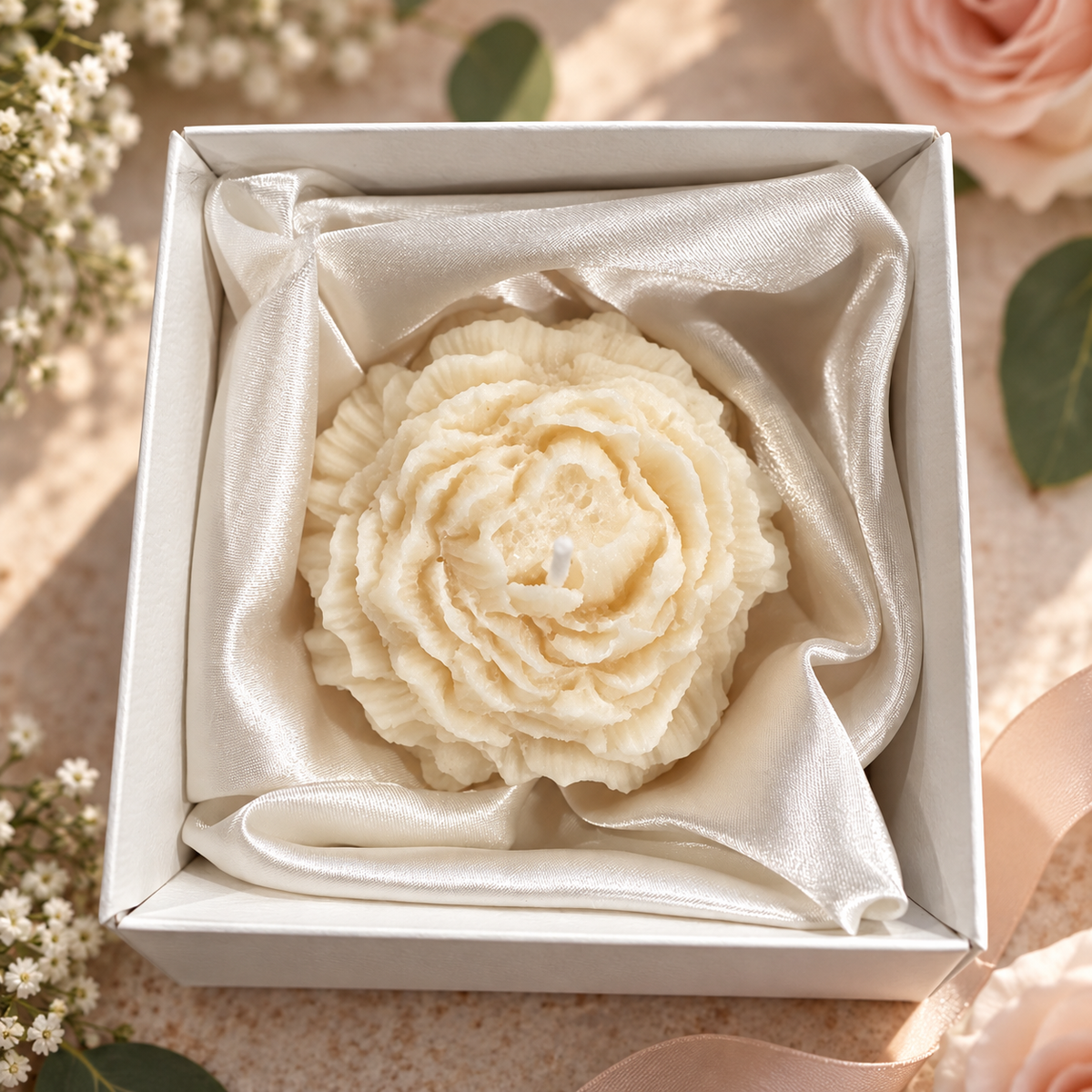 Personalized Wax Rose Candle Gift Box | Wedding & Special Occasion Keepsake
