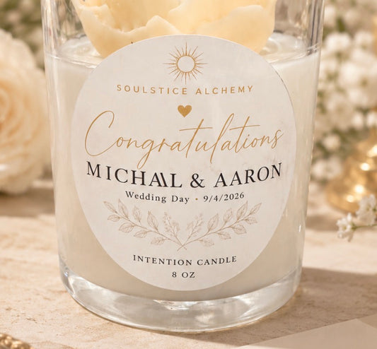 Personalized Wedding Intention Candle | Custom Floral Candle for Couples